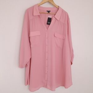 Torrid Georgette Button Down Shirt with 3/4 Sleeves